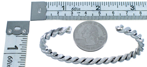 Navajo Twisted Sterling Silver Cuff Bracelet BX115772