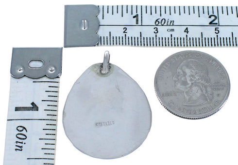 Navajo Sterling Silver Coral Bear Paw Pendant BX117069