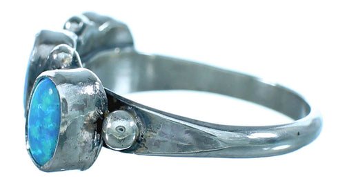 Navajo Blue Opal Sterling Silver Ring Size 7-1/2 DX115944