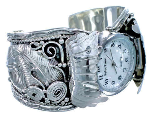 Sterling Silver Native American Feather Cuff Watch ZX116284