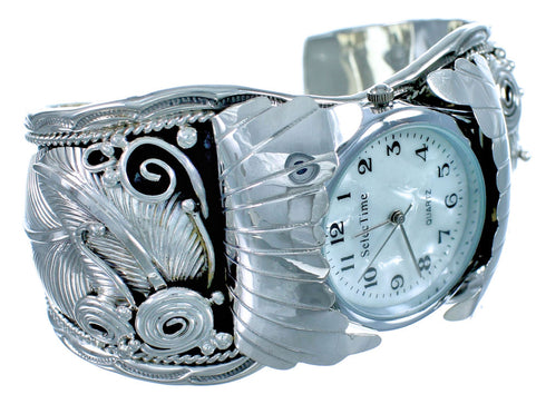 Sterling Silver Navajo Scalloped Leaf Cuff Watch ZX116664