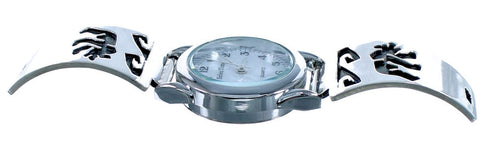Sterling Silver Overlay Bear Water Wave Navajo Watch ZX116698