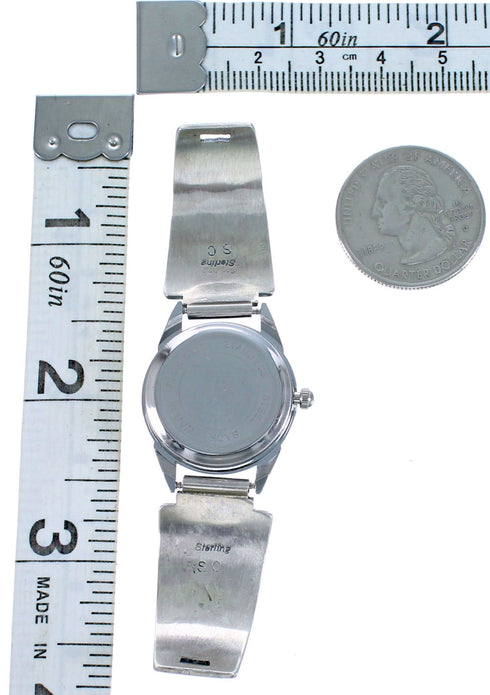 Sterling Silver Overlay Bear Water Wave Navajo Watch ZX116698