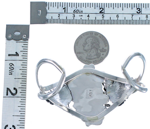 Sterling Silver Turquoise And Coral Navajo Cuff Bracelet ZX117021