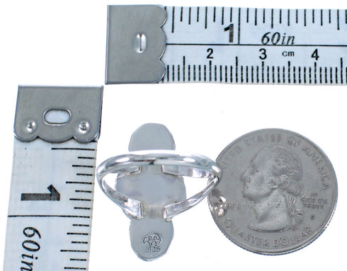 Navajo Indian Onyx Sterling Silver Scalloped Leaf Ring Size 5-1/2 RX117537