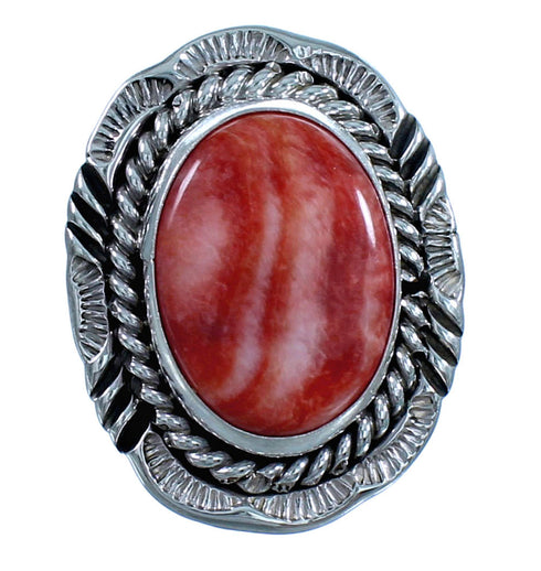 Red Oyster Shell American Indian Sterling Silver Ring Size 9 CS117683
