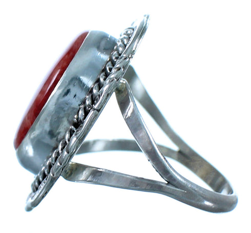 Red Oyster Shell American Indian Sterling Silver Ring Size 9 CS117683