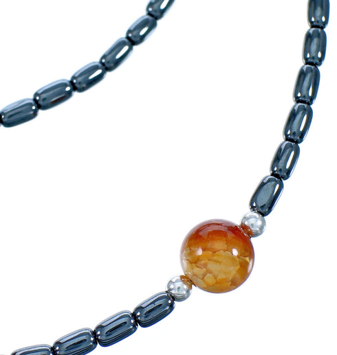 Genuine Multicolor Sterling Silver 3-Strand Bead Necklace CS117800