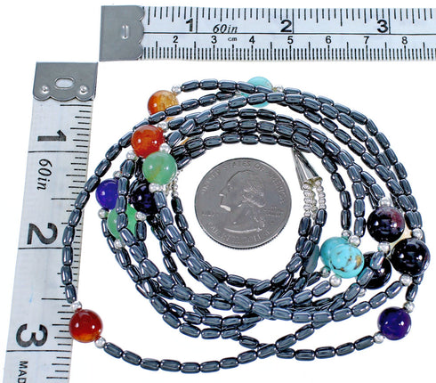 Genuine Multicolor Sterling Silver 3-Strand Bead Necklace CS117800