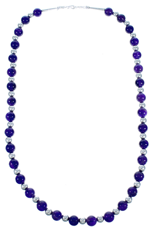 Southwest Sterling Silver Amethyst Bead Necklace DX117702