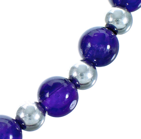 Southwest Sterling Silver Amethyst Bead Necklace DX117702