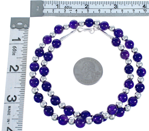Southwest Sterling Silver Amethyst Bead Necklace DX117702