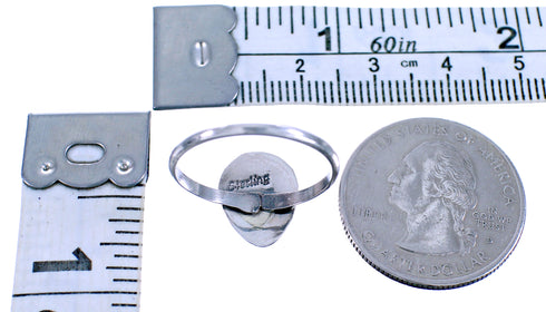 Turquoise Authentic Sterling Silver Native American Bear Paw Ring Size 6-1/4 RX117723