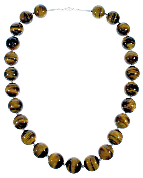 Sterling Silver Tiger Eye Southwestern Bead Necklace RX117834