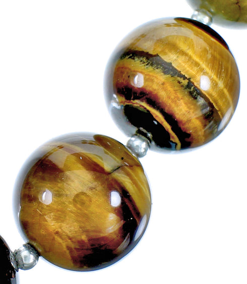 Sterling Silver Tiger Eye Southwestern Bead Necklace RX117834