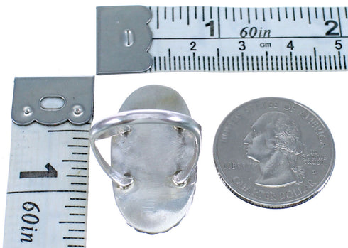 Native American Genuine Orange Oyster Shell Sterling Silver Ring Size 7 CS118077