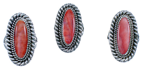American Indian Authentic Red Oyster Shell Sterling Silver Ring Size 8 CS118088