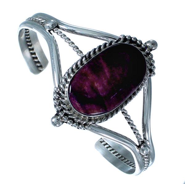 Genuine Sterling Silver and Purple Oyster Shell Native American Cuff Bracelet CB118179