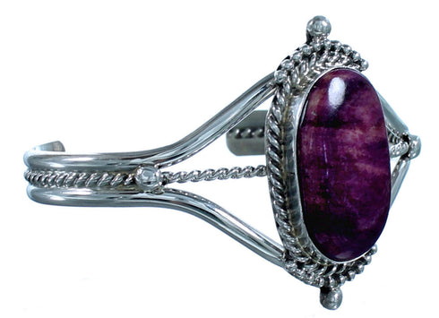 Genuine Sterling Silver and Purple Oyster Shell Native American Cuff Bracelet CB118179