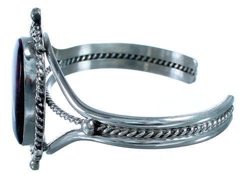 Genuine Sterling Silver and Purple Oyster Shell Native American Cuff Bracelet CB118179