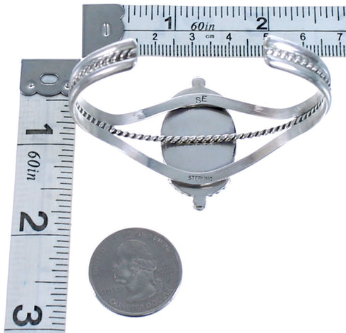 Genuine Sterling Silver and Purple Oyster Shell Native American Cuff Bracelet CB118179