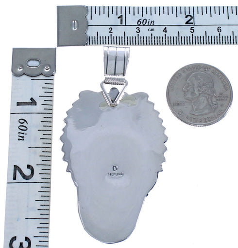 Turquoise Leaf Sterling Silver Navajo Pendant BX118576