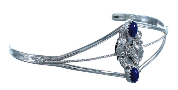 Lapis and Sterling Silver Feather Navajo Cuff Bracelet CB118220