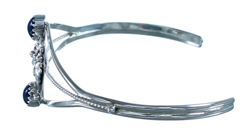 Lapis and Sterling Silver Feather Navajo Cuff Bracelet CB118220