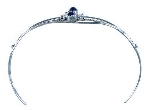 Lapis and Sterling Silver Feather Navajo Cuff Bracelet CB118220