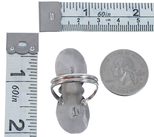 Traditional Navajo Design Double Bear Paw Turquoise Sterling Silver Ring Size 6-1/4 CB118306