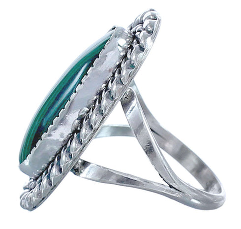 Traditional Navajo Malachite Twisted Sterling Silver Ring Size 7-3/4 CB118310