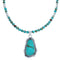 Twisted Sterling Silver Turquoise American Indian Bead Necklace Pendant Set BX119571