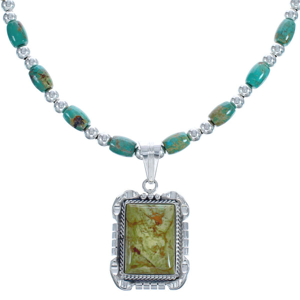 Twisted Sterling Silver Navajo Tuquoise Bead Necklace BX119574