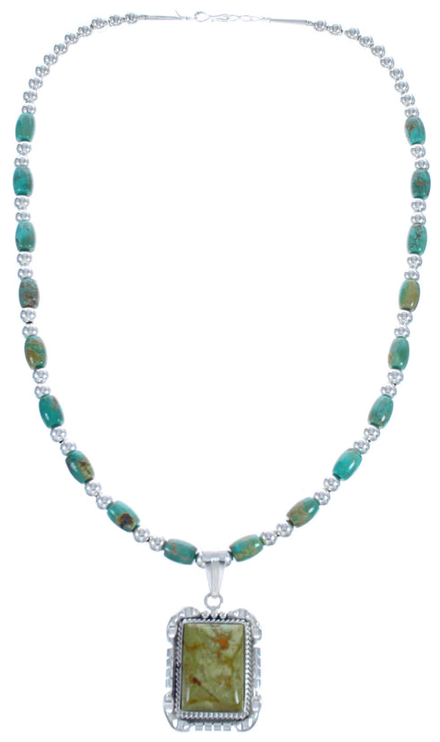 Twisted Sterling Silver Navajo Tuquoise Bead Necklace BX119574