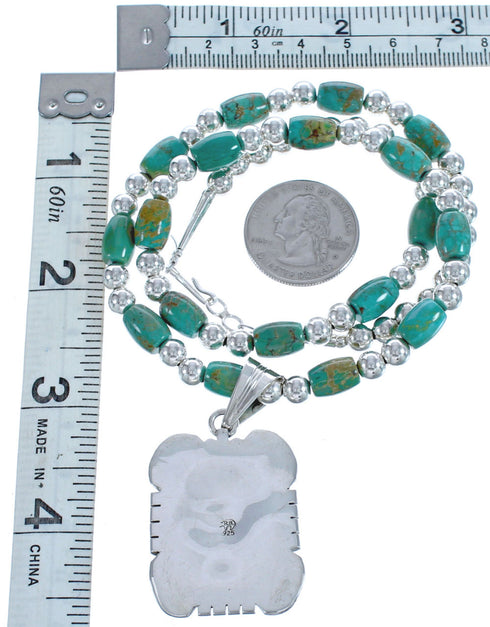 Twisted Sterling Silver Navajo Tuquoise Bead Necklace BX119574