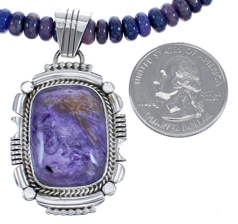 Sterling Silver Purple Oyster Shell Navajo Bead Necklace BX119590