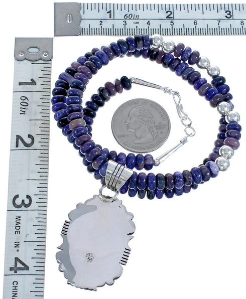 Sterling Silver Purple Oyster Shell Navajo Bead Necklace BX119590