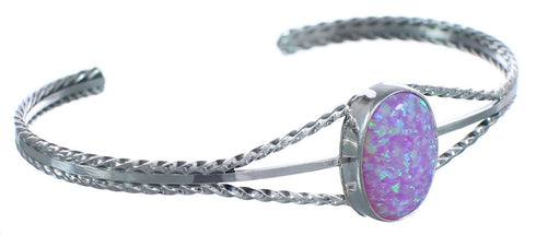 Pink Opal Genuine Sterling Silver Navajo Indian Cuff Bracelet RX119296