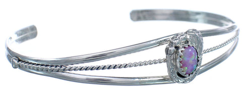 Pink Opal Genuine Sterling Silver Navajo Cuff Bracelet RX119298
