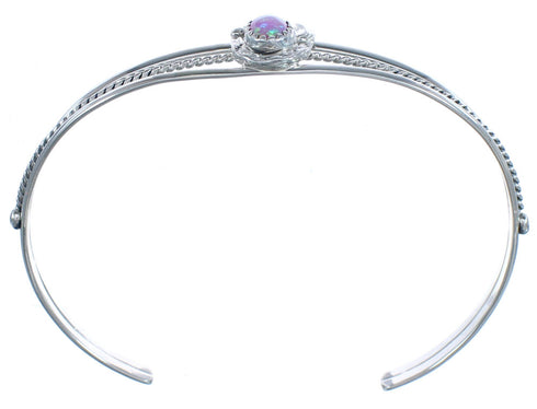 Pink Opal Genuine Sterling Silver Navajo Cuff Bracelet RX119298