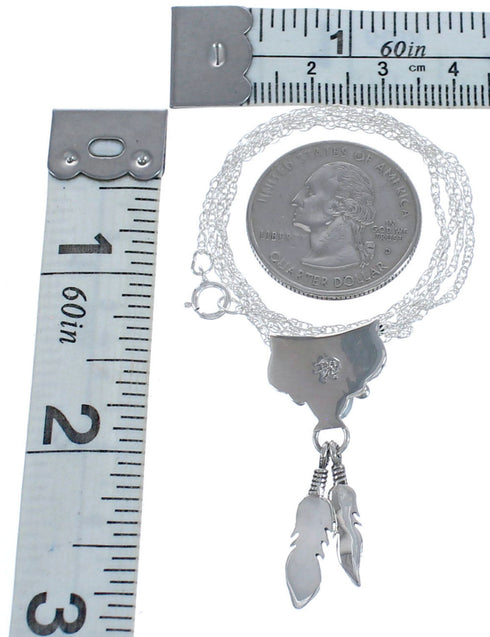 Lapis American Indian Sterling Silver Feather Chain Necklace RX119316