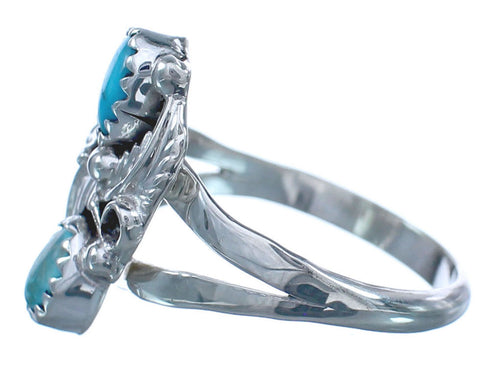 Turquoise Navajo Sterling Silver Leaf Ring Size 5-1/4 BX118972