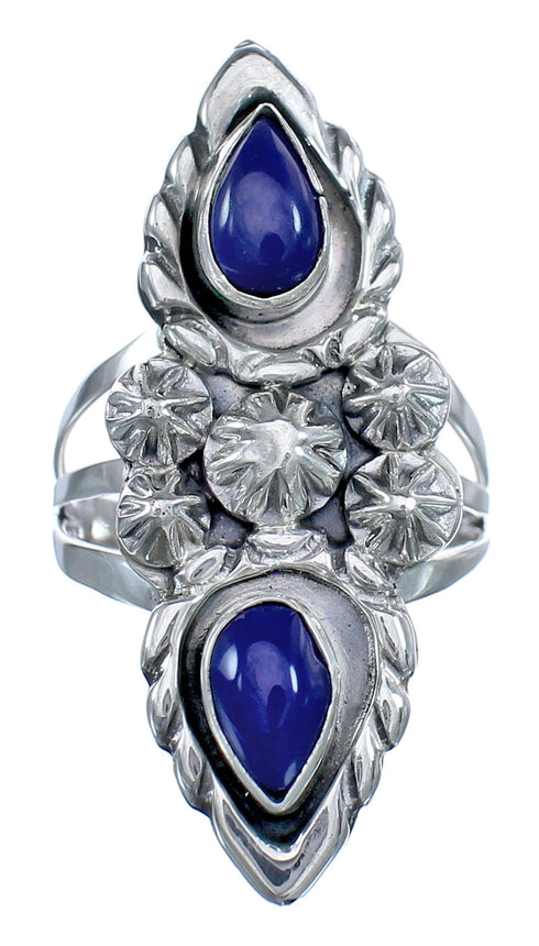 Navajo Sterling Silver Lapis Ring Size 7-1/2 BX118977