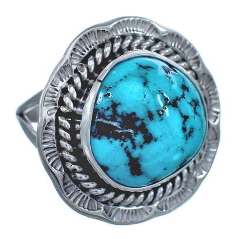 Native American Sterling Silver Turquoise Ring Size 6-3/4 BX118987