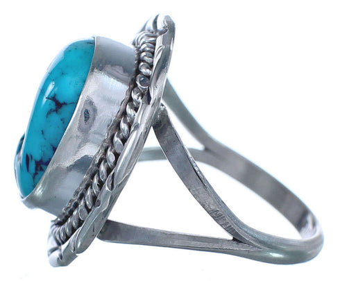 Authentic Sterling Silver Turquoise American Indian Ring Size 6-3/4 BX118992