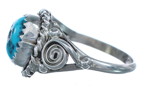 Navajo Genuine Twisted Sterling Silver Turquoise Ring Size 7 BX119294