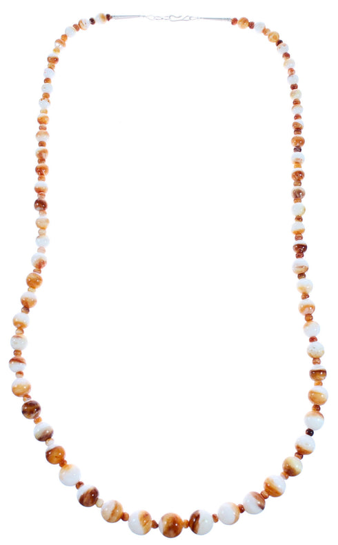 Orange Oyster Shell Sterling Silver Bead Necklace BX119761