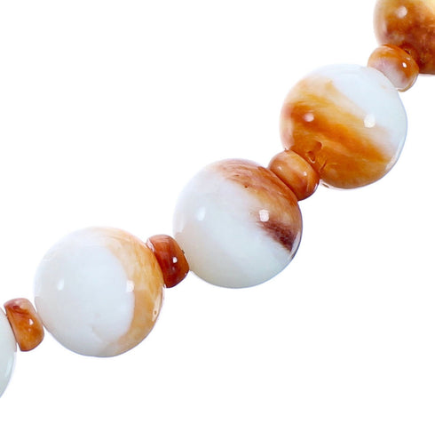 Orange Oyster Shell Sterling Silver Bead Necklace BX119761