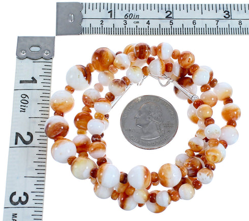 Orange Oyster Shell Sterling Silver Bead Necklace BX119761