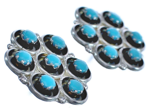 Navajo Turquoise Multistone Sterling Silver Post Earrings BX119038
